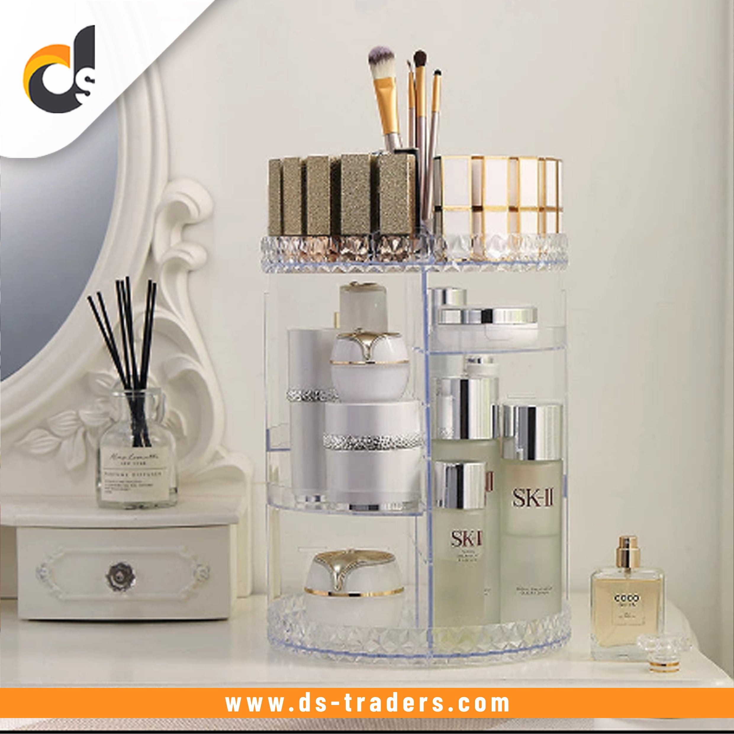 360° Diamond Rotating Makeup Organizer