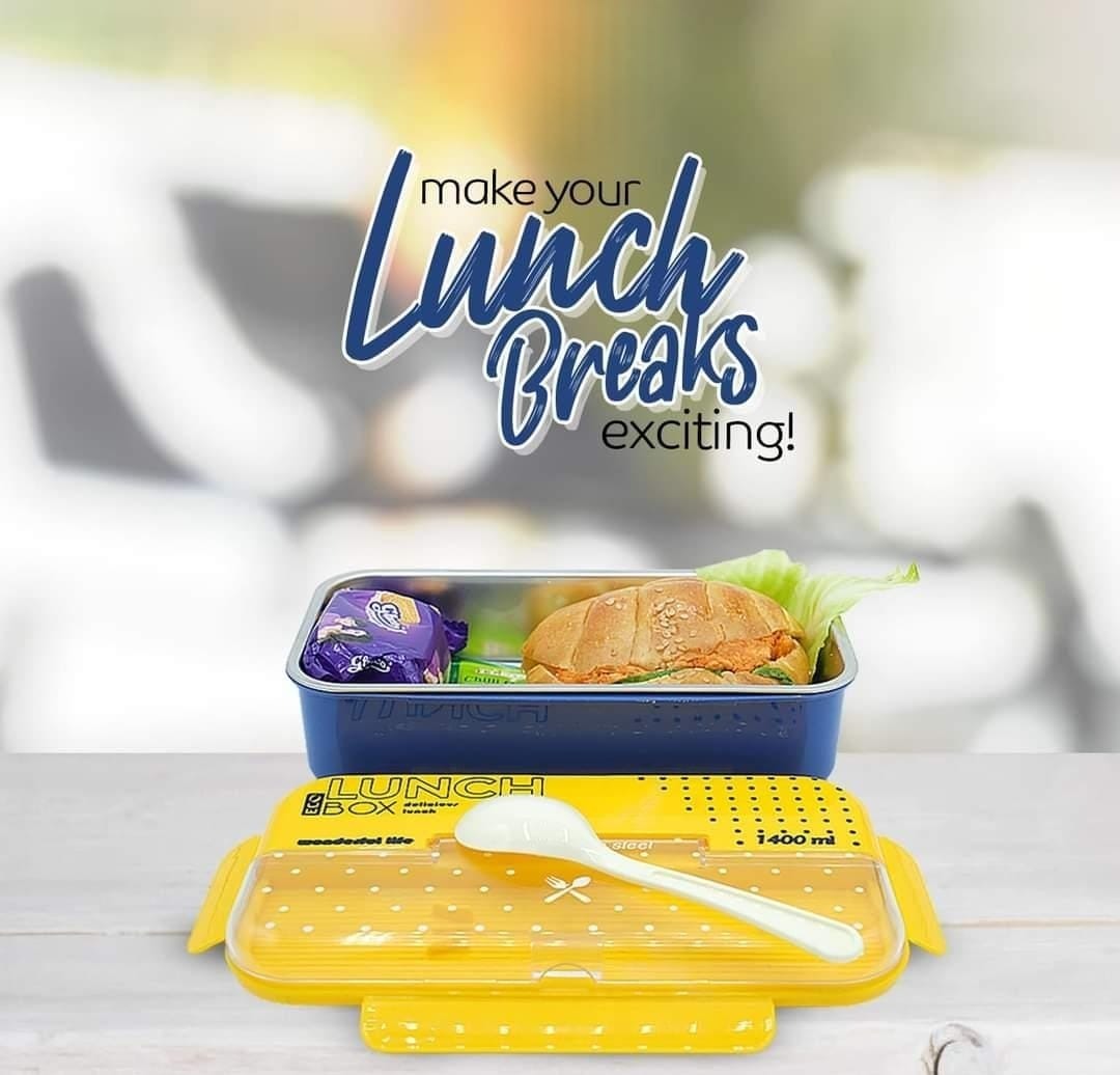 2 Portion Stainless Steel Lunch Box With Spoon