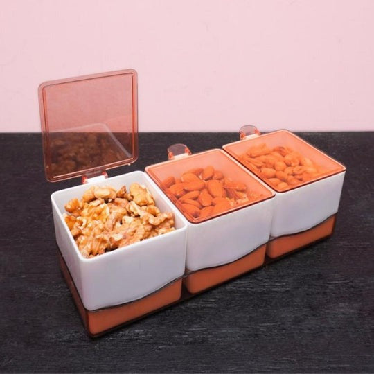 3 Compartment Spice Box with Lid & Spoon