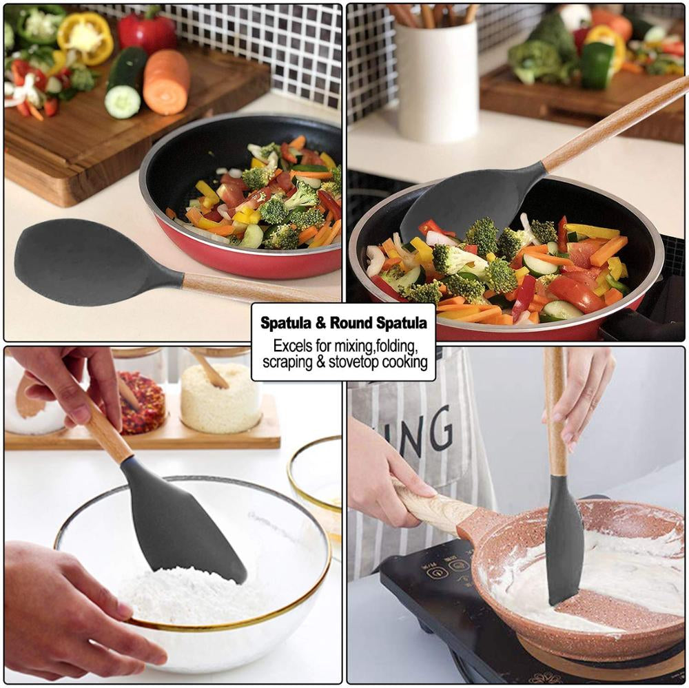 12 Pcs Silicone Kitchen Utensils Set with Stand