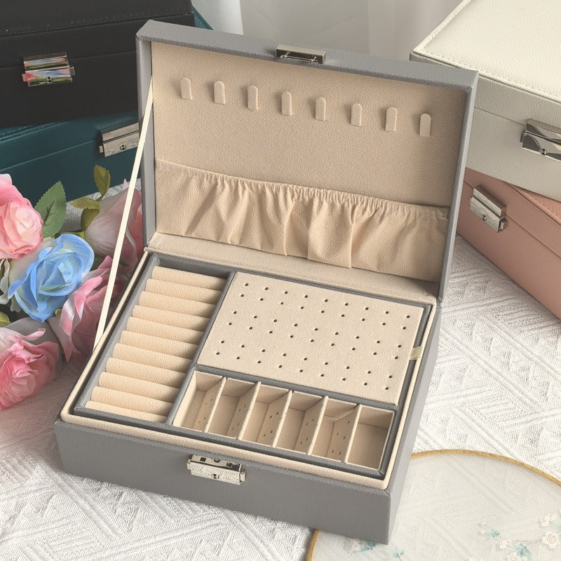Double-Layer Leather Jewelry Storage Box