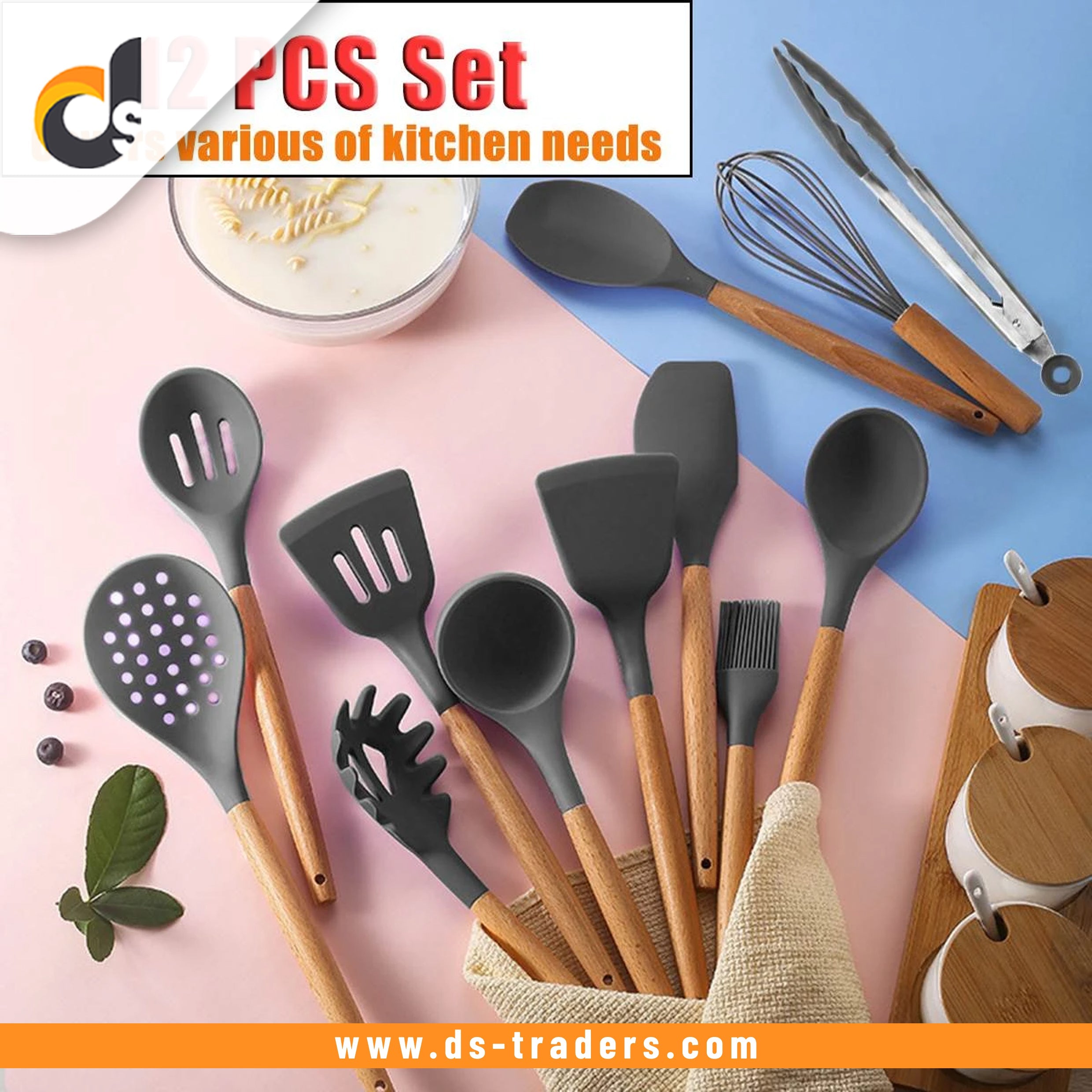 12 Pcs Silicone Kitchen Utensils Set with Stand