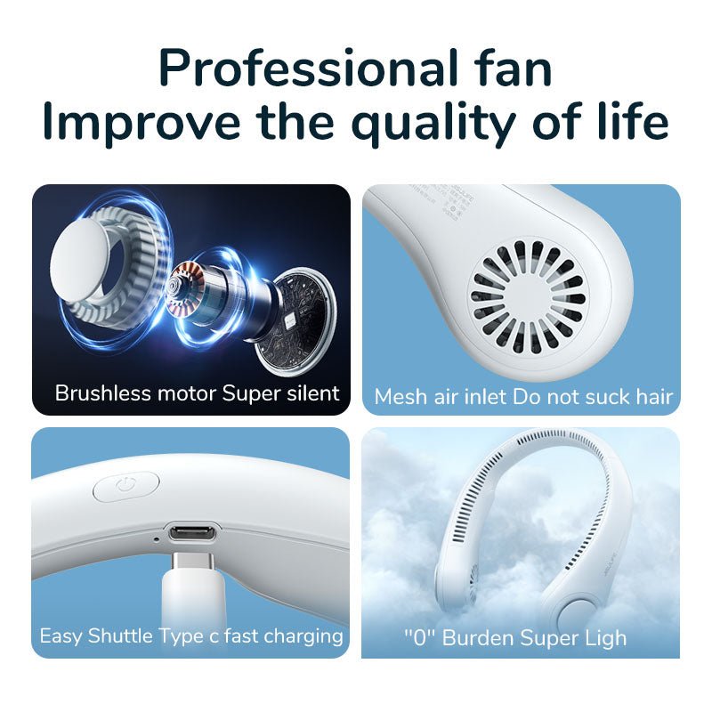 USB Rechargeable Portable Bladeless Neck Fan.